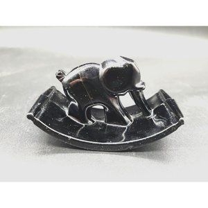 ELEPHANT ROCKER INK BLOTTER Vintage Art Deco Black Amethyst L J Houze Glass